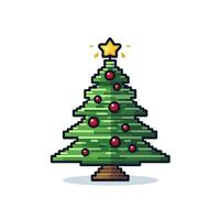 Simple cartoon pixel art Christmas tree high quality ai generated image photo