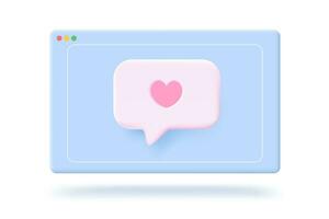 Vector icon of screen with message bubbles in 3D style. Vector illustration of a bubbles in on line messenger.