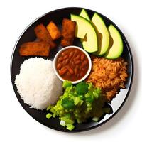 bowl of delicious rice and vegetables on plate photo