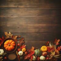 Thanksgiving Day background leafs and pumpkin high quality ai generated image photo