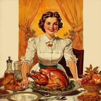Vintage Thanksgiving illustrations high quality ai generated image photo
