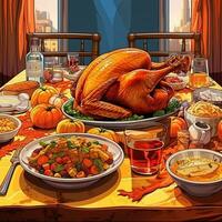 Thanksgiving background with turkey meat high quality ai generated image photo