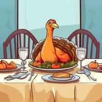 Thanksgiving simple cute cartoon turkey high quality ai generated image photo