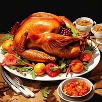 Thanksgiving turkey meat background high quality ai generated image photo