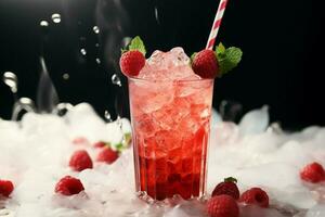 A delightful strawberry raspberry cocktail, a blend of sweet and tangy flavors AI Generated photo