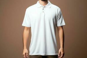 Sophisticated rear white polo, a versatile choice for mens casual business attire AI Generated photo