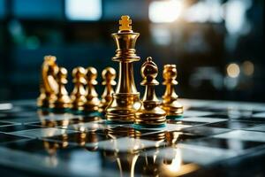 A chess piece in motion represents the businessmans quest for competitive success AI Generated photo