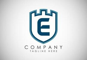 English Alphabet E With Castle Logo Design Vector. Graphic Alphabet Symbol For Corporate Business vector