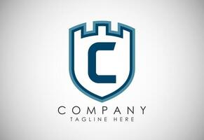 English Alphabet C With Castle Logo Design Vector. Graphic Alphabet Symbol For Corporate Business vector