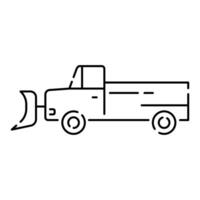Snow removal, snow blower icon in black line style icon, style. Winter season vector background. Truck.