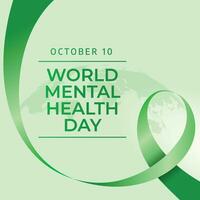 World Mental Health Day vector design template good for celebration usage. green ribbon vector design. flat ribbon design. flat design. vector eps 10.