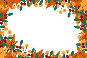 Abstract rectangular Thanksgiving frame with copy space and different twigs in trendy fall shades vector