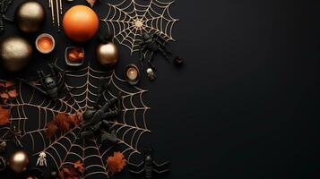 Halloween spider web, AI generated photo