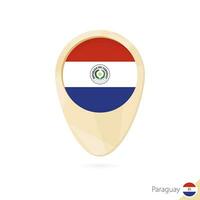 Map pointer with flag of Paraguay. Orange abstract map icon. vector