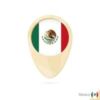 Map pointer with flag of Mexico. Orange abstract map icon. vector