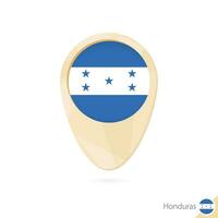 Map pointer with flag of Honduras. Orange abstract map icon. vector