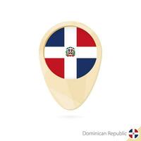 Map pointer with flag of Dominican Republic. Orange abstract map icon. vector