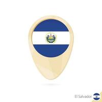 Map pointer with flag of El Salvador. Orange abstract map icon. vector