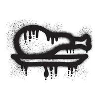 Meat graffiti on a plate with black spray paint vector
