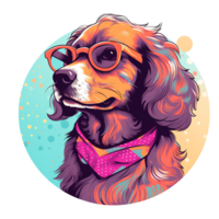 Retro Risograph Dog AI Generated png