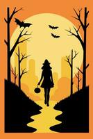 Halloween Flat Vector Illustration Greeting Card Design