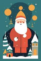 Christmas Winter Wonderland Flat Vector Greeting Card Illustration