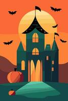 Halloween Flat Vector Illustration Greeting Card Design