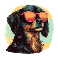 retro risógrafo cachorro ai gerado png