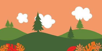 Landscape illustration design with an autumn theme vector