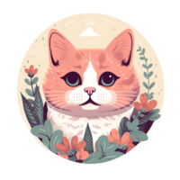 Retro Risograph Cat clipart PNG AI Generated