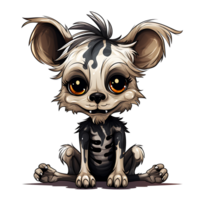 halloween skelett hund ai genererad png