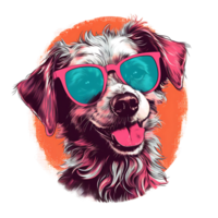 retro risografía perro ai generado png