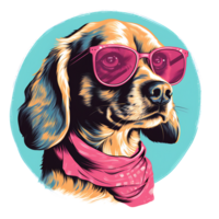 retro risografía perro ai generado png