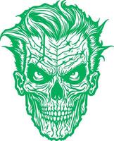 Zombie Head Halloween Style Black Outline Vector