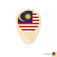 Map pointer with flag of Malaysia. Orange abstract map icon. vector