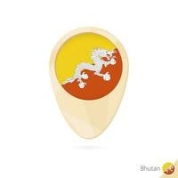 Map pointer with flag of Bhutan. Orange abstract map icon. vector