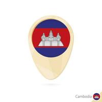 Map pointer with flag of Cambodia. Orange abstract map icon. vector