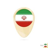 Map pointer with flag of Iran. Orange abstract map icon. vector