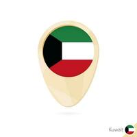 Map pointer with flag of Kuwait. Orange abstract map icon. vector