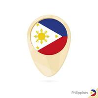 Map pointer with flag of Philippines. Orange abstract map icon. vector