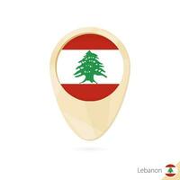 Map pointer with flag of Lebanon. Orange abstract map icon. vector