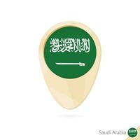 Map pointer with flag of Saudi Arabia. Orange abstract map icon. vector