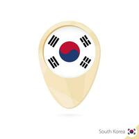 Map pointer with flag of South Korea. Orange abstract map icon. vector