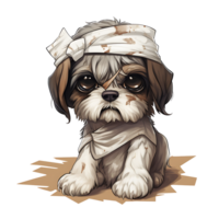 Halloween Mummy Dog Clipart PNG AI Generated