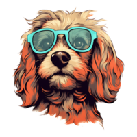 retro risografía perro ai generado png