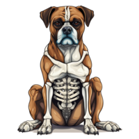 halloween skelett hund ai genererad png