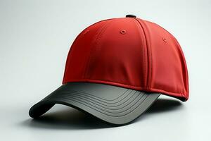 Clipping path included for white, black, and red baseball cap mockups AI Generated photo