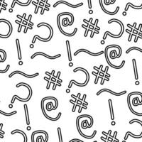 Question Mark, Hashtag, Exclamation Mark Doodle Background Design. vector