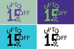 Special offer discount. Hand drawn number of 15 Percent OFF Sale label. vector