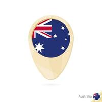 Map pointer with flag of Australia. Orange abstract map icon. vector